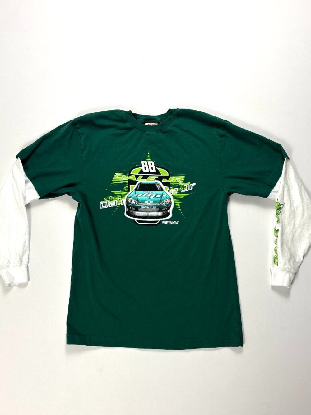 Dale Earnhardt Jr. Youth Long Sleeve Shirt Green White Sz XL Nascar 88